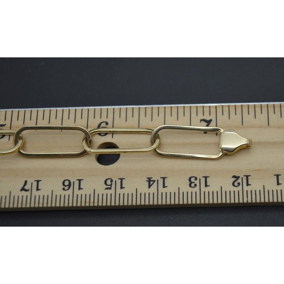 Real 14K Solid Yellow Gold 7.7mm Paperclip Link 7.5" Charm Bracelet 3.4gram - Picture 5 of 7